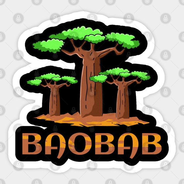 Baobab Upside Down Tree Baobab Madagascar Sticker by Clara switzrlnd